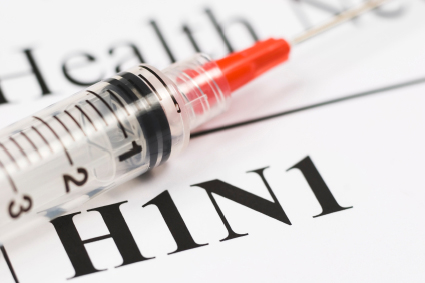Seringue sur lettrage H1N1