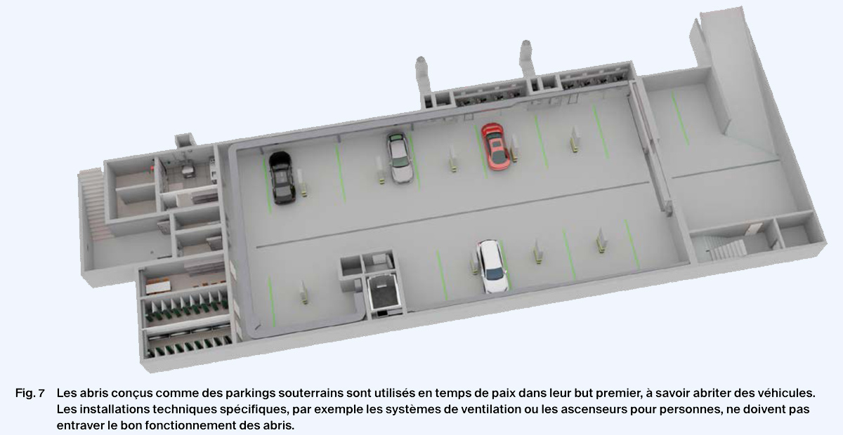 Un parking souterrain se transformant en abri